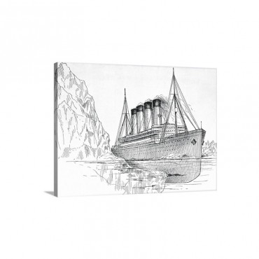 Drawing Of The Titanic Hitting An Iceberg Wall Art - Canvas - Gallery Wrap