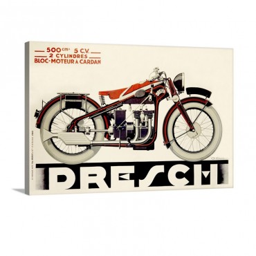 Dresch 500 CC Motorcycle 1935 Vintage Poster Wall Art - Canvas - Gallery Wrap