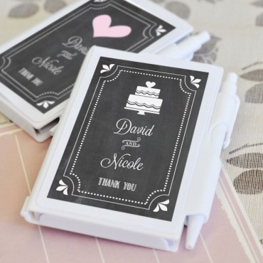 Chalkboard Wedding Personalized Notebook Favors - 24 Pieces