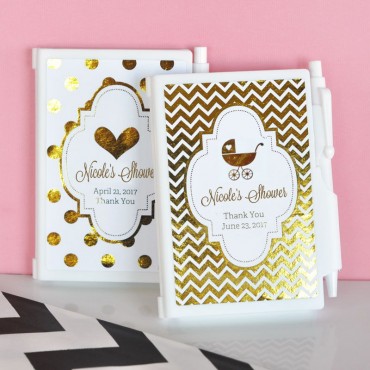 Personalized Metallic Foil Notebook Favors - Baby - 24 Pieces