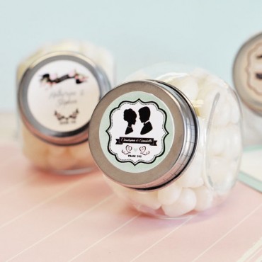 Vintage Wedding Personalized Candy Jars - 24 Pieces