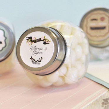 Vintage Wedding Personalized Candy Jars - 24 Pieces
