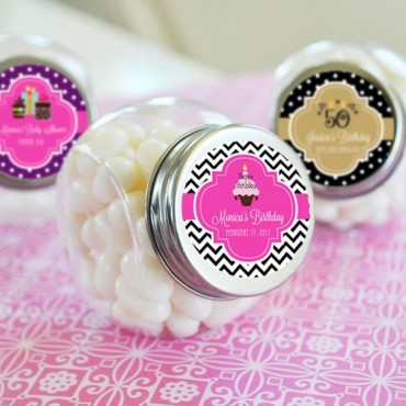 Personalized Birthday Candy Jars - 24 Pieces