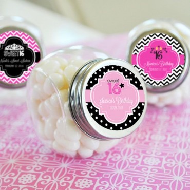 Personalized Sweet 16 or 15 Candy Jars - 24 Pieces