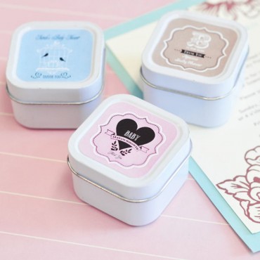 Vintage Baby Personalized Square Candle Tins - 24 Pieces