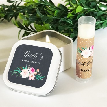 Personalized Floral Garden Square Candle Tins - 24 Pieces