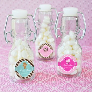 Personalized Baby Shower Mini Glass Bottles - 24 Pieces