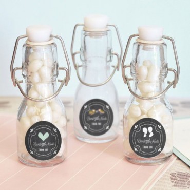 Chalkboard Wedding Personalized Mini Glass Bottles - 24 pieces