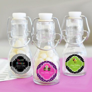 Personalized Birthday Mini Glass Bottles - 24 Pieces