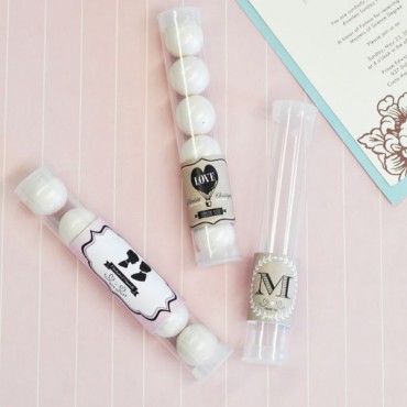 Vintage Wedding Personalized Candy Tubes - 24 Pieces