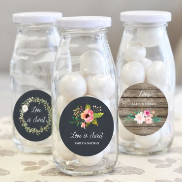 Personalized Floral Garden Milk Bottles - 24 Pieces