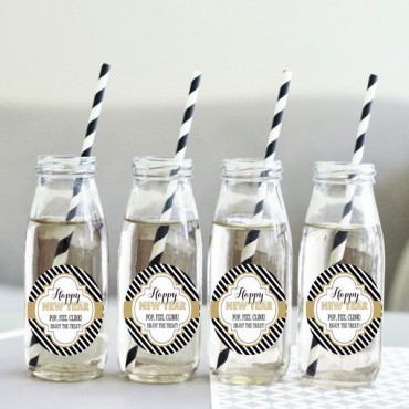 Personalized New Years Eve Party Milk Bottles - 24 Pieces