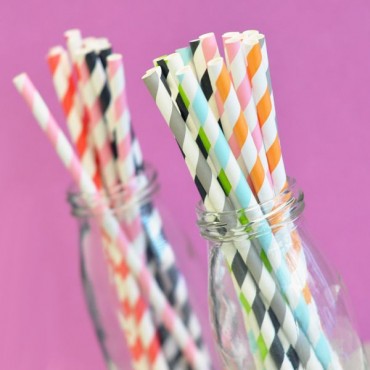 Striped Paper Straws - set of 25