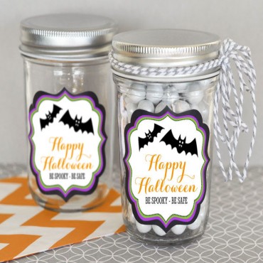 Personalized Spooky Halloween Mini Mason Jars - 24 Pieces