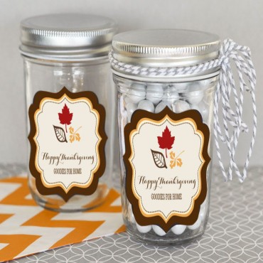 Personalized Thanksgiving Mini Mason Jars - 24 Pieces