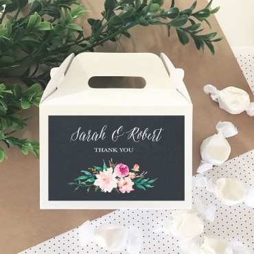 Personalized Floral Garden Mini Gable Boxes - 24 Pieces