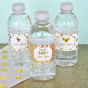 Personalized Metallic Foil Water Bottle Labels - Baby - 24 Pieces