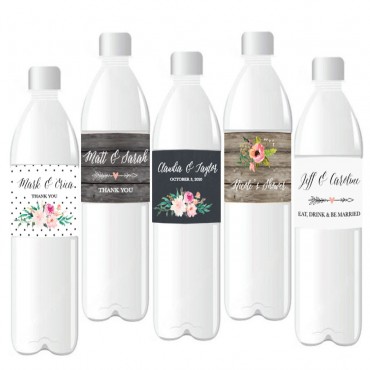 Personalized Floral Garden Water Bottle Labels - 24 Pieces