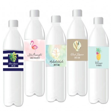 Personalized Tropical Beach Water Bottle Labels - 24 Pieces 