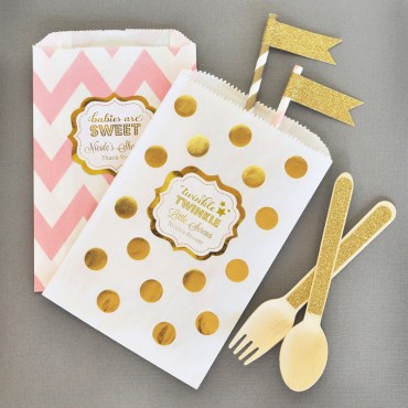 Personalized Metallic Foil Chevron & Dots Goodie Bags - Set of 12 - 3 Sets First order