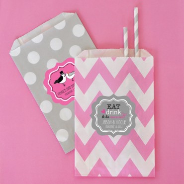 Personalized Theme Chevron & Dots Goodie Bags - Set of 12