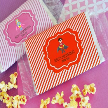 Personalized MOD Kid's Birthday Microwave Popcorn Bags - 24 Pieces