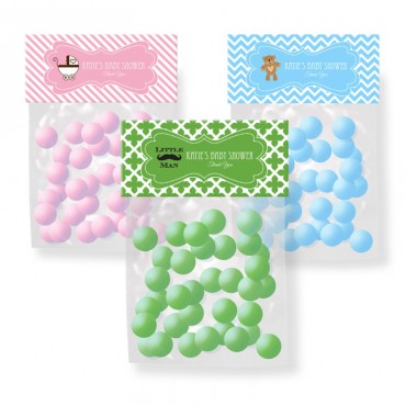 Personalized Baby Shower Candy Bag Toppers - 24 Pieces
