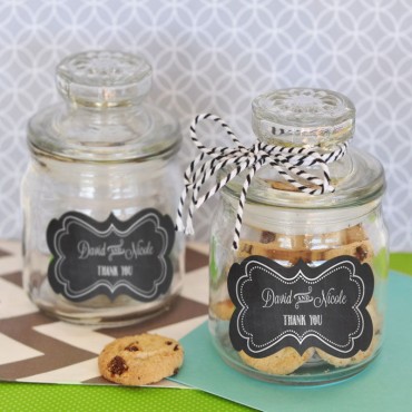 Chalkboard Wedding Personalized Mini Cookie Jars - 24 Pieces