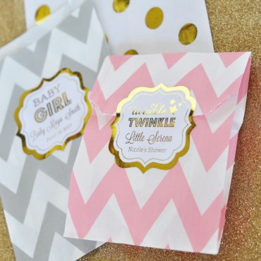 Personalized Metallic Foil Frame Labels - Baby - 24 Pieces
