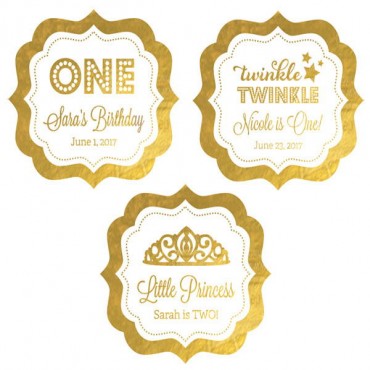 Personalized Metallic Foil Frame Labels - Birthday - 24 Pieces