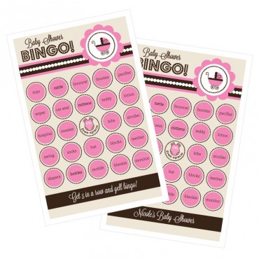 Pink Baby Shower Bingo - Set of 16