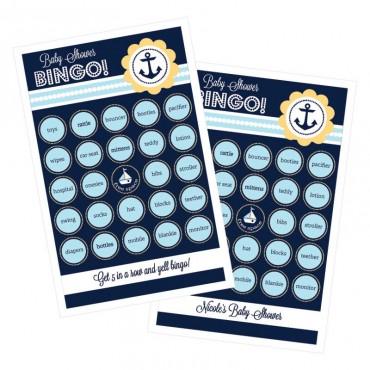 Nautical Baby Shower Bingo - Set of 16