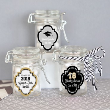 Personalized Graduation Glass Jar with Swing Top Lid - MINI - 24 Pieces