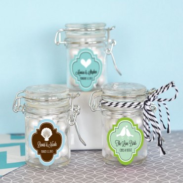 Personalized MOD Pattern Theme Glass Jar with Swing Top Lid - MINI - 24 Pieces