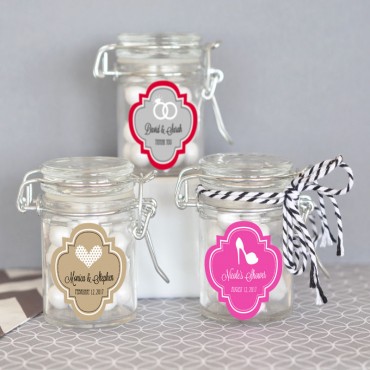 Personalized MOD Pattern Theme Glass Jar with Swing Top Lid - MINI - 24 Pieces