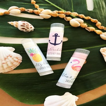 Personalized Tropical Beach Lip Balm Tubes - Set of 24