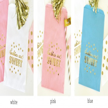 Babies are Sweet Gold Foil Candy Buffet Bags - Set of 12