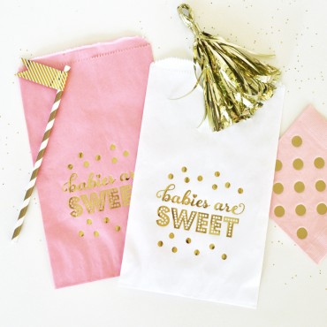 Babies are Sweet Gold Foil Candy Buffet Bags - Set of 12