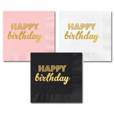 Metallic Gold BIRTHDAY Napkins - Set of 25