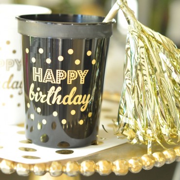 Gold HAPPY BIRTHDAY Party Cups