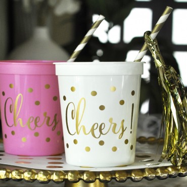 Gold CHEERS Party Cups - Set of 25
