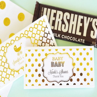 Personalized Metallic Foil Candy Wrapper Covers - Baby - 24 Pieces