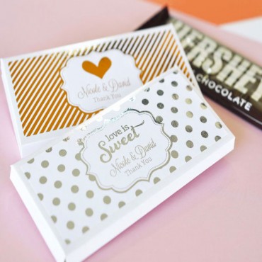 Personalized Metallic Foil Candy Wrapper Covers - Wedding - 24 Pieces