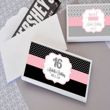 Personalized Sweet 16 or 15 Candy Wrapper Covers - 24 Pieces