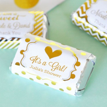 Personalized Metallic Foil Mini Candy Bar Wrappers - Baby - 24 Pieces