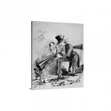 Editorial Cartoon Drawing Of Uncle Sam Looking At Haiti By Cuthbert Rigby Wall Art - Canvas - Gallery Wrap