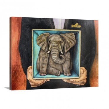 Elephant In A Box Wall Art - Canvas - Gallery Wrap