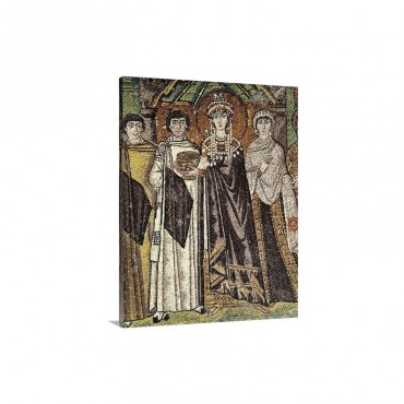 Empress Theodora With Her Court Early Byzantine Mosaic Wall Art - Canvas - Gallery Wrap