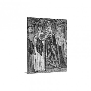 Empress Theodora With Her Court Early Byzantine Mosaic Wall Art - Canvas - Gallery Wrap