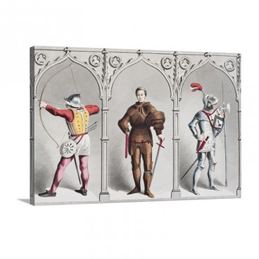 English Military Costume Mid Fifteenth Century Wall Art - Canvas - Gallery Wrap